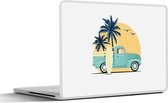 Laptop sticker - 15.6 inch - Auto - Surfen - Palmboom - Tekening - 36x27,5cm - Laptopstickers - Laptop skin - Cover