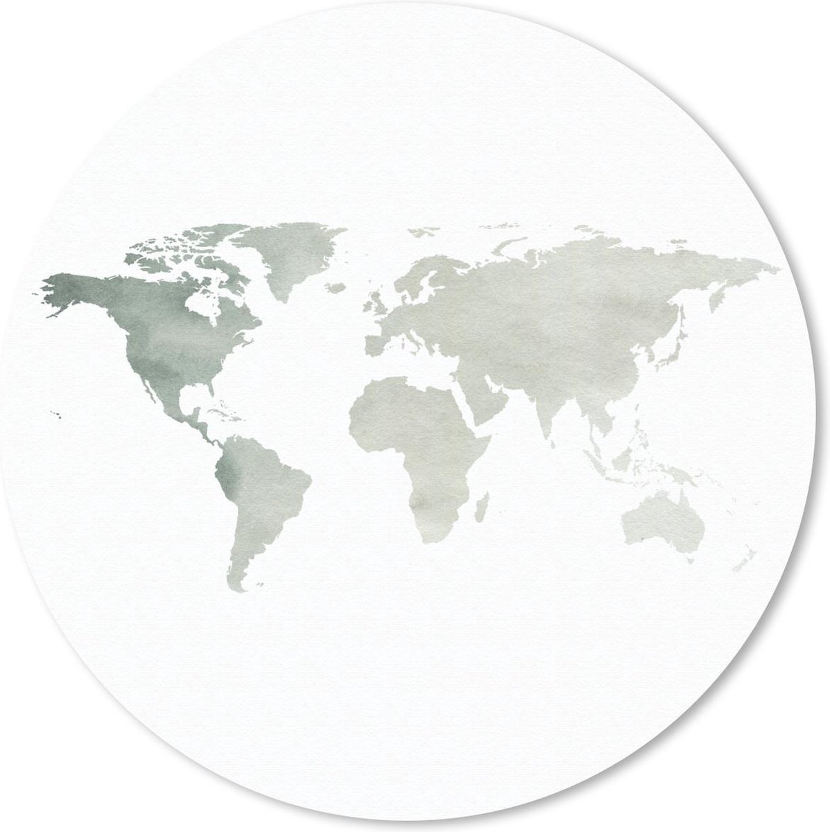 Muismat rond 20x20 cm - Mousepad Wereldkaart - Simpel - Grijs - Ronde muismatten