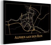 Décoration murale Métal - Aluminium - Carte - Alphen aan den Rijn - Zwart - Or - 150x100 cm