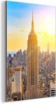 Wanddecoratie Metaal - Aluminium Schilderij Industrieel - New York - Zon - Empire State Building - 20x30 cm - Dibond - Foto op aluminium - Industriële muurdecoratie - Voor de woonkamer/slaapkamer