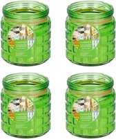 5x stuks citronella kaarsen tegen insecten in glazen pot 12 cm groen - Anti-muggen/insecten
