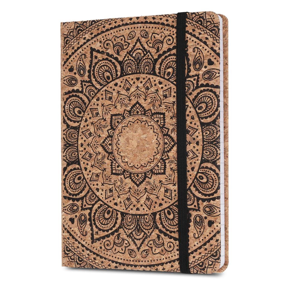 Navaris notitieboek van kurk met lijntjes - Notebook met elastieken sluiting, binnenvak en bladwijzer - 18 x 13 cm - 100 bladzijden - Indian Sun