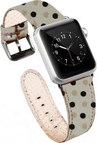 Apple Watch bandje Suede Wit met zwart bolletjes robuuste 38/40 mm