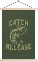 Porte-affiche avec affiche - Affiche scolaire - Vintage - Poisson - Texte - 60x90 cm - Lattes vierges