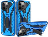 Schokbestendige TPU + pc-beschermhoes met houder voor iPhone 13 Pro (blauw)