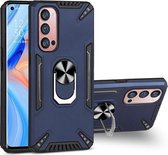 Voor OPPO Reno4 Pro pc + TPU-beschermhoes met 360 graden draaibare ringhouder (koningsblauw)