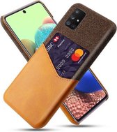 Voor Samsung Galaxy A71 5G Doek Textuur PC + PU lederen achterkant Schokbestendig hoesje met kaartsleuf (oranje)