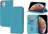 Geweven Textuur Stiksels Magnetische Horizontale Flip PU Lederen Case met Houder & Kaartsleuven & Portemonnee & Lanyard Voor iPhone 13 mini (Blauw)
