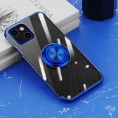 Galvaniserende siliconen schokbestendige hoes met ringhouder voor iPhone 13 Pro (blauw)