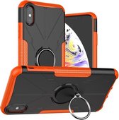 Voor iPhone XS Max Armor Bear schokbestendige pc + TPU-beschermhoes met ringhouder (oranje)