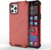 Schokbestendige honingraat pc + TPU-beschermhoes voor iPhone 13 Mini (rood)