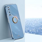 Voor Huawei nova 7 5G XINLI Rechte 6D Plating Gold Edge TPU Shockproof Case met Ring Houder (Celestial Blue)