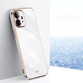 XINLI Straight 6D Plating Gold Edge TPU schokbestendig hoesje voor iPhone 12 (wit)