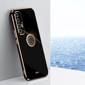 Voor Geschikt voor Xiaomi Mi 10S XINLI Straight 6D Plating Gold Edge TPU Shockproof Case met ringhouder (zwart)