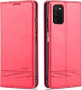 Voor Samsung Galaxy A03s AZNS Magnetische Kalf Textuur Horizontale Flip Lederen Case met Kaartsleuven & Houder & Portemonnee (红色)