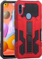 Voor Samsung Galaxy A11 Vanguard Warrior All Inclusive dubbele kleur schokbestendig TPU + pc-beschermhoes met houder (rood)