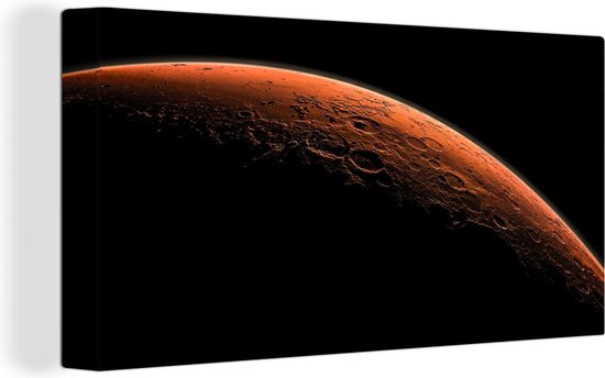 Canvas schilderij 160x80 cm - Wanddecoratie Mars - Licht - Planeten - Muurdecoratie woonkamer - Slaapkamer decoratie - Kamer accessoires - Schilderijen