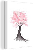 Peintures sur toile Cherry Blossom - Illustration - Aquarelle - 120x160 cm - Décoration murale XXL