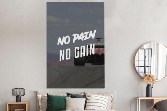 Peinture sur toile Formule 1 - Voiture de course - Citation - 120x180 cm - Décoration murale XXL