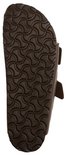 Bruine Birkenstock slipper, onderkant met golvend profiel.