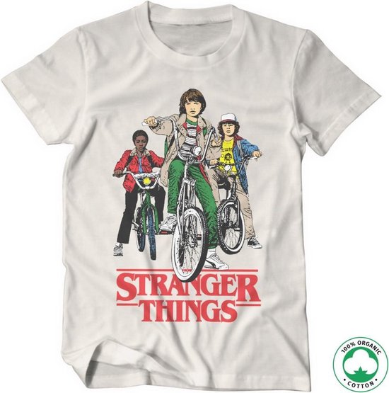 Stranger Things Heren Tshirt -S- Bikes Organic Wit
