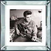 50 x 50 cm - Spiegellijst met prent - Elvis Presley met gitaar - prent achter glas