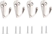 FSW-Products - 4 Stuks - Ophanghaken - Kapstokhaken - Sleutelhaken - Muurhaken - Zilver - Wandhaken - Keukenhaken - Handdoekhaken - Haakjes - Haken - Ophanghaakjes - Haakjes voor sleutels - Vintage