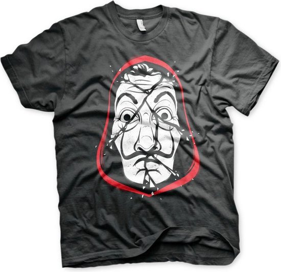 La Casa De Papel Heren Tshirt -4XL- Cracked Mask Zwart