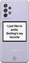 Casimoda® hoesje - Geschikt voor Samsung A72 - Always Smiling - Backcover - Siliconen/TPU - Wit