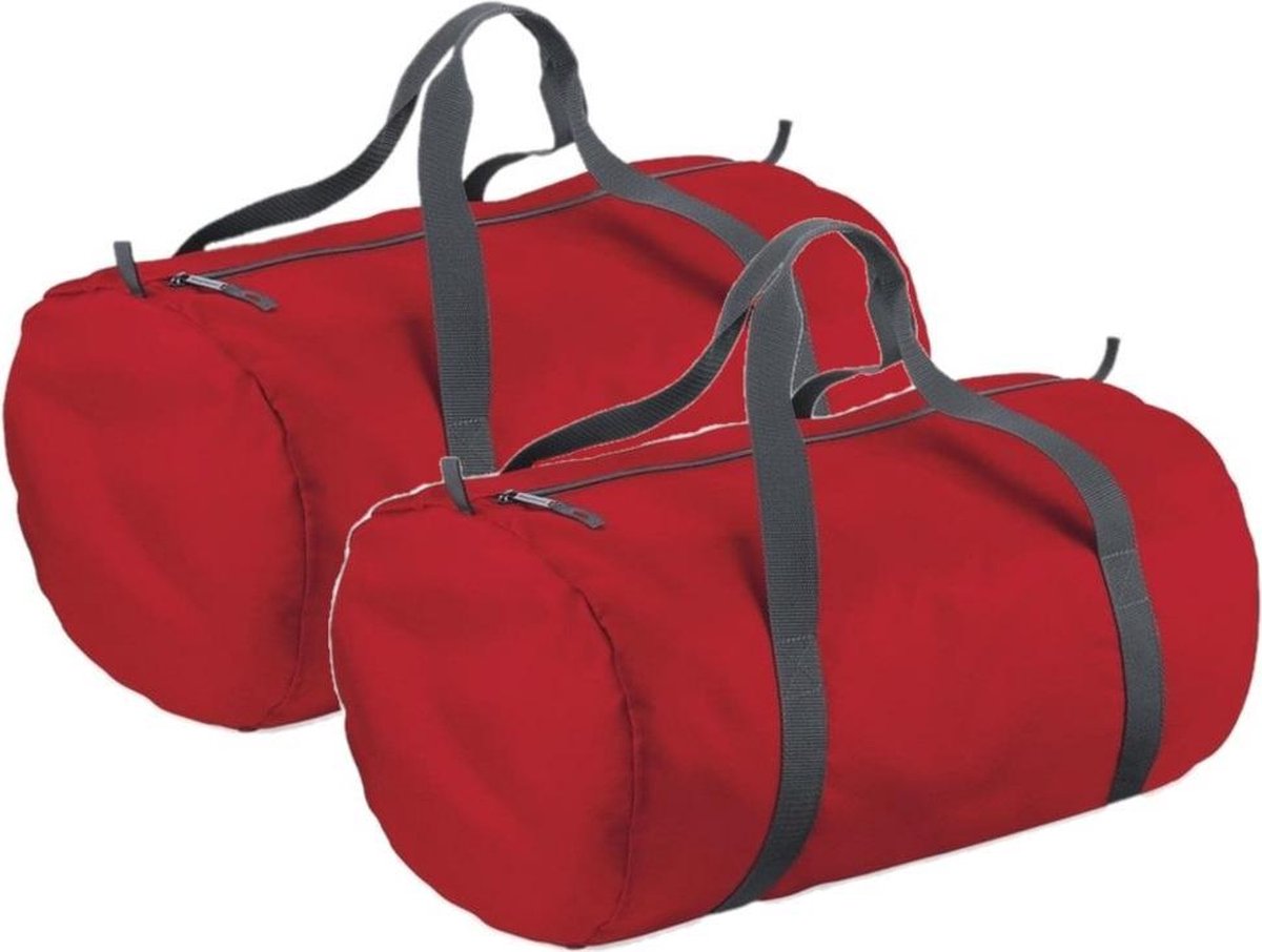 3x stuks rode ronde polyester sporttas/weekendtas 32 liter - Reistas 50 ...