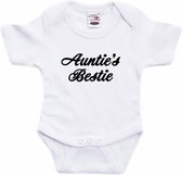 Aunties bestie tekst baby rompertje wit jongens en meisjes - Beste Tante kraamcadeau/ Aankondiging zwangerschap 80 (9-12 maanden)