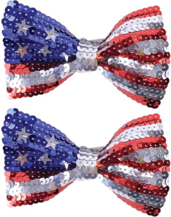 2x stuks USA/Amerika vlag thema vlinderstrikje voor volwassenen - Verkleed feestartikelen
