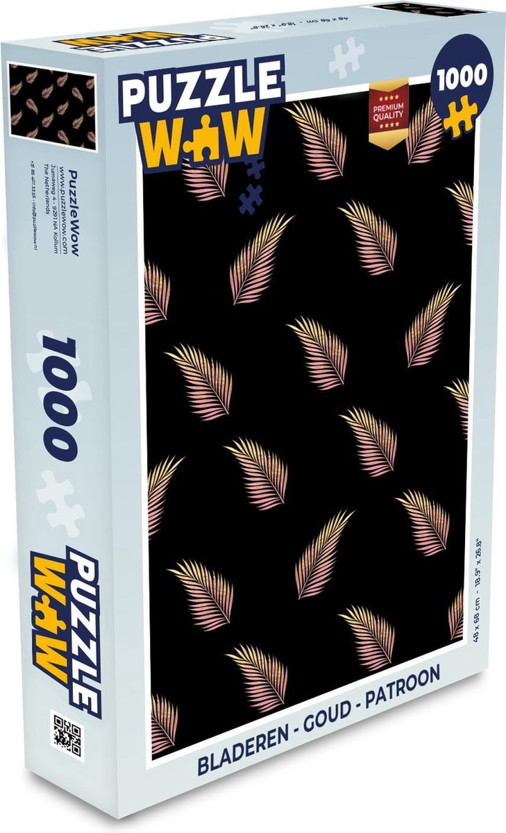 Afbeelding van product PuzzleWow  Puzzel Bladeren - Goud - Patroon - Legpuzzel - Puzzel 1000 stukjes volwassenen
