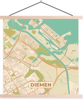 Porte-affiche avec affiche - Affiche scolaire - Carte - Diemen - Vintage - 120x120 cm - Lattes vierges