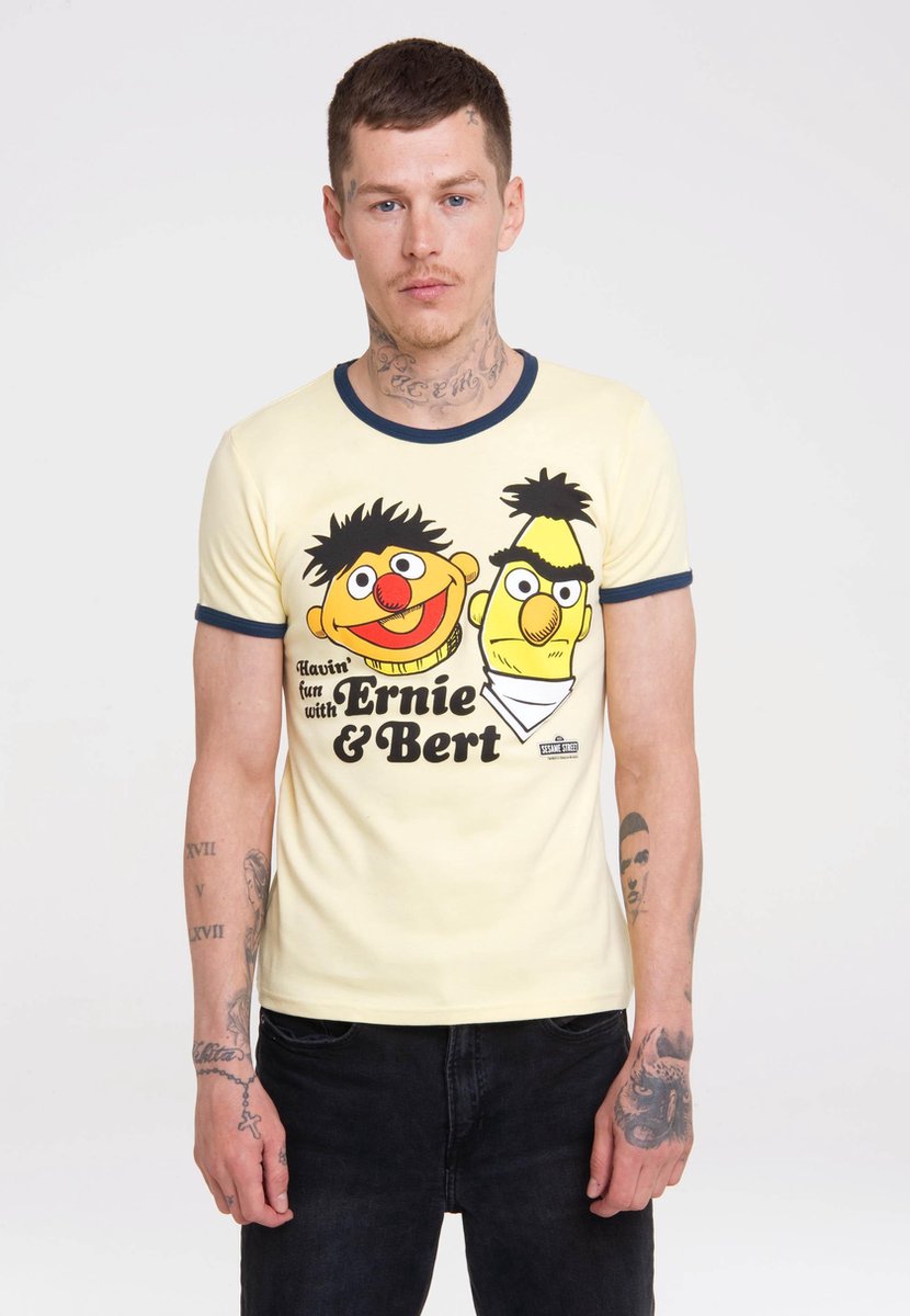 Sesamstraat Bert en Ernie shirt heren slim fit - Small | bol.com