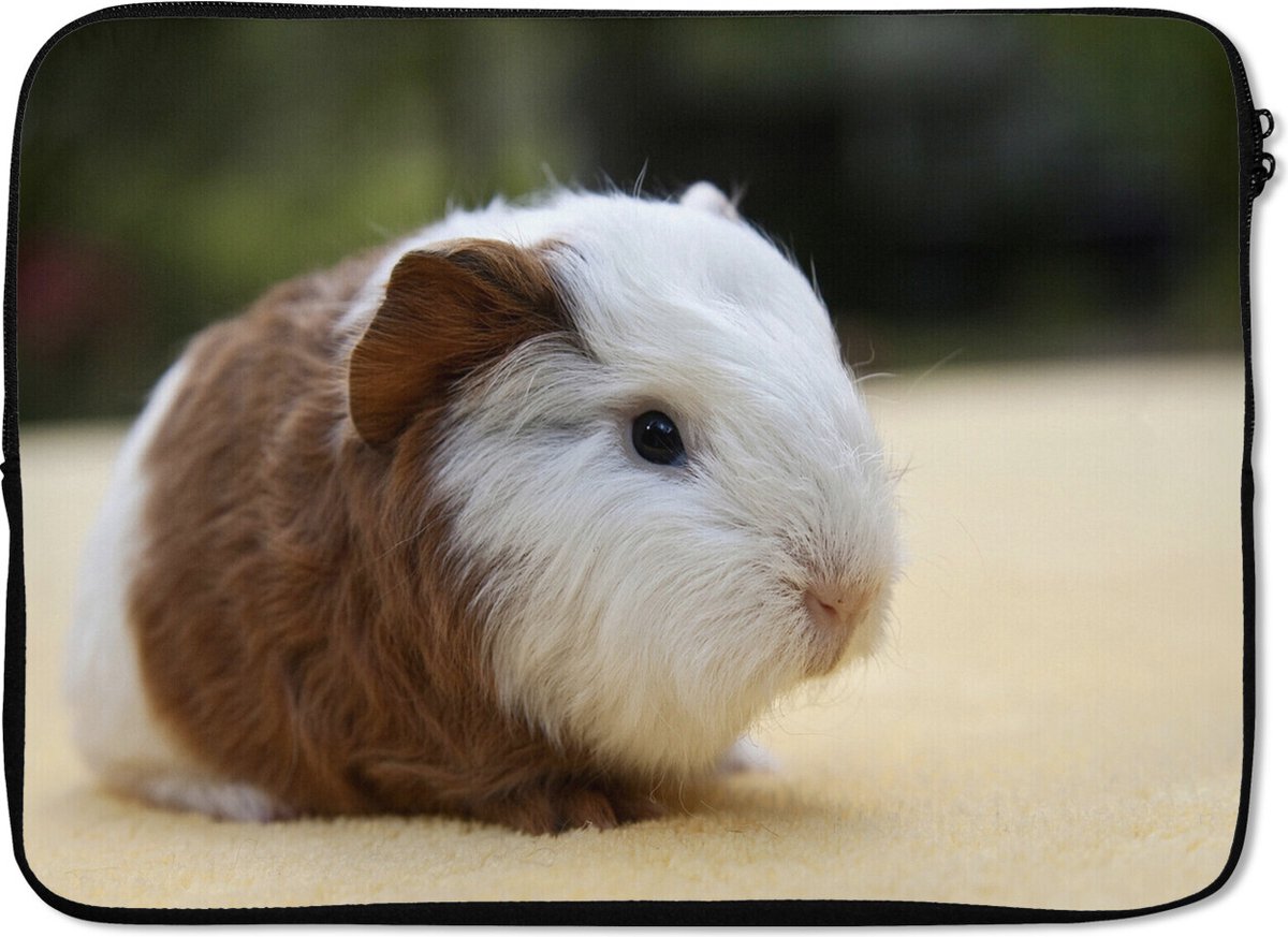 Laptophoes 14 inch - Jonge cavia - Laptop sleeve - Binnenmaat 33x23 cm - Zwarte achterkant