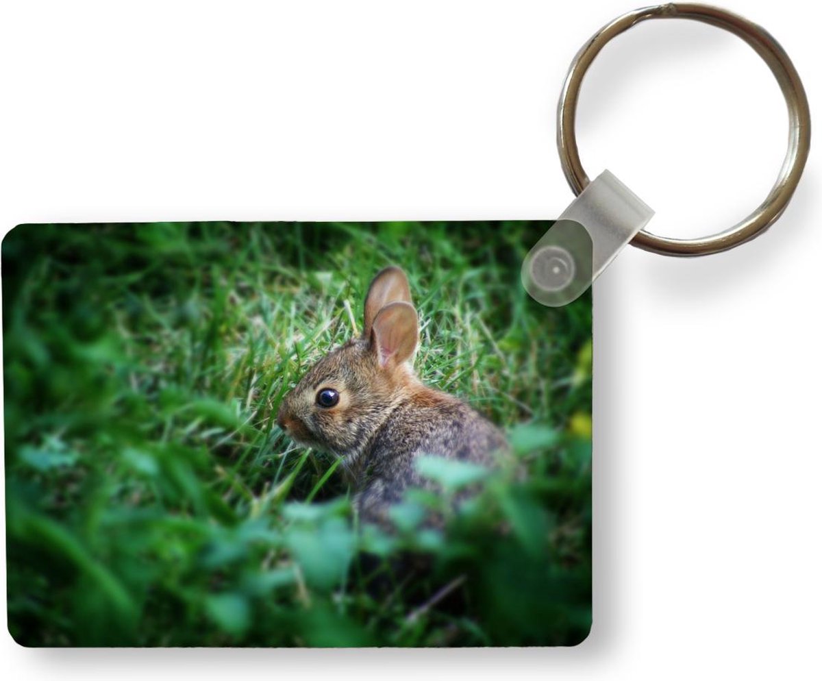 Sleutelhanger - Konijn - Baby - Gras - Uitdeelcadeautjes - Plastic