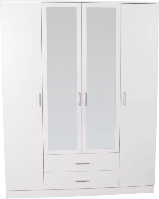 Kledingkast Romana, 4-deurs, spiegel, 160 54,5 × 205 | bol.com