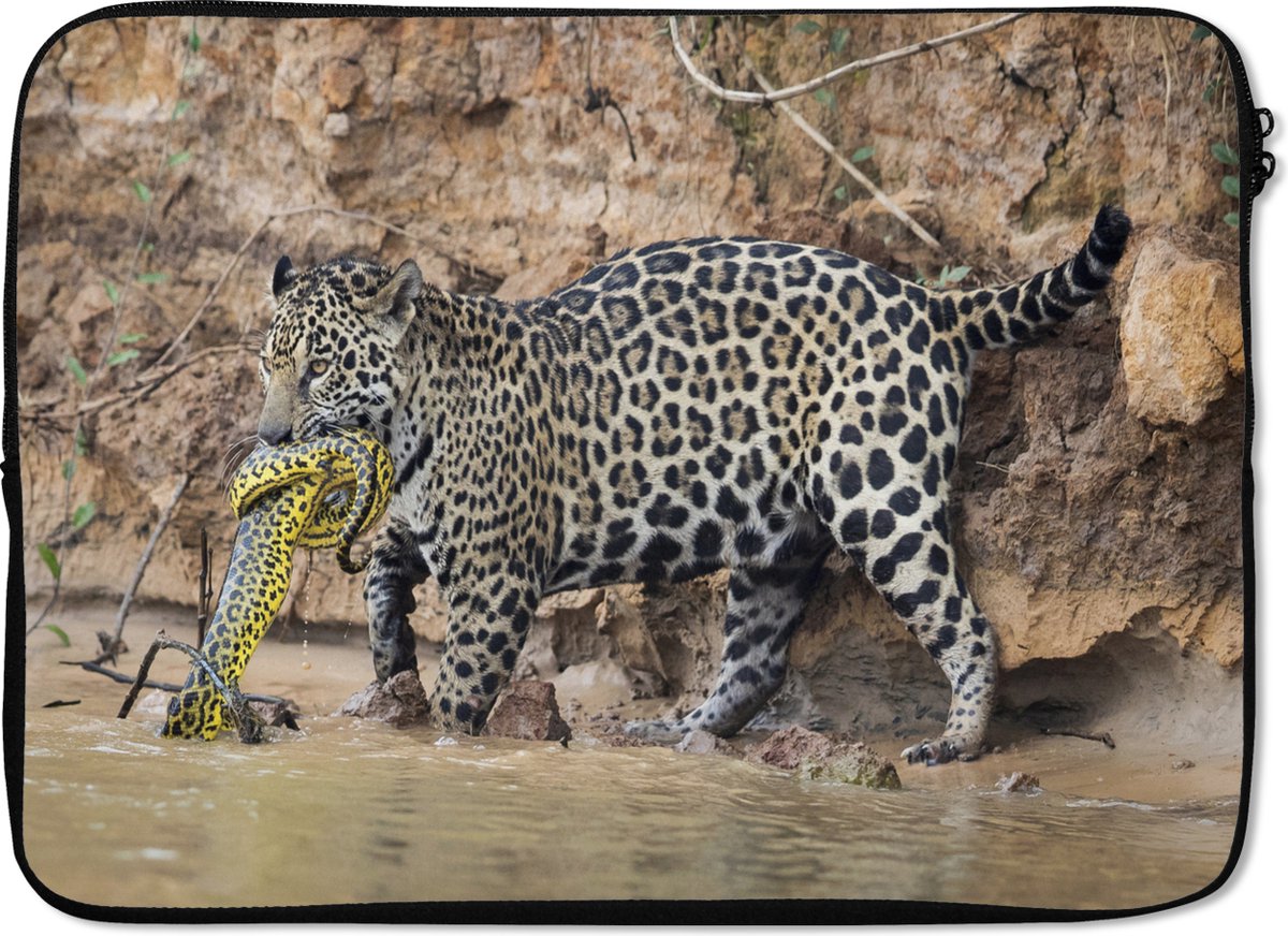 Laptophoes 13 inch - Jaguar - Slang - Water - Laptop sleeve - Binnenmaat 32x22,5 cm - Zwarte achterkant