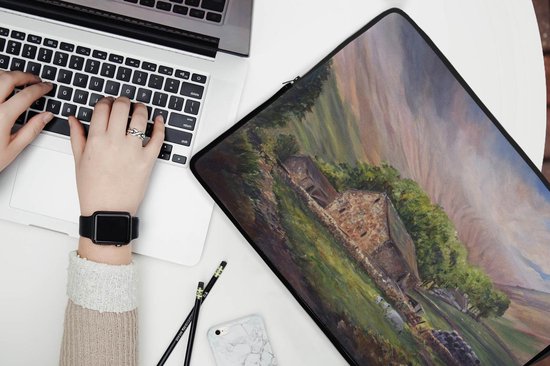 Housse ordinateur portable 17 pouces 41x32 cm - Peinture à l'huile - Housse Macbook & Laptop Peinture à l'huile Ferme - Housse ordinateur portable avec photo
