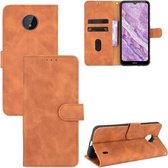 Voor Nokia C10 Effen Kleur Huid Voelen Magnetische Gesp Horizontale Flip Kalf Textuur PU Lederen Case met Houder & Kaartsleuven & Portemonnee (Bruin)