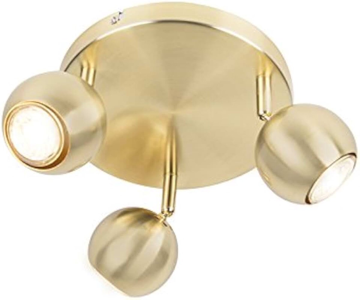 - Modern Retro ronde spot messing met plafondplaat 3-lichts - Gissi | Woonkamer | Slaapkamer | Keuken - Metaal Rond - GU10 Geschikt voor LED - Max. 3 x 35 Watt