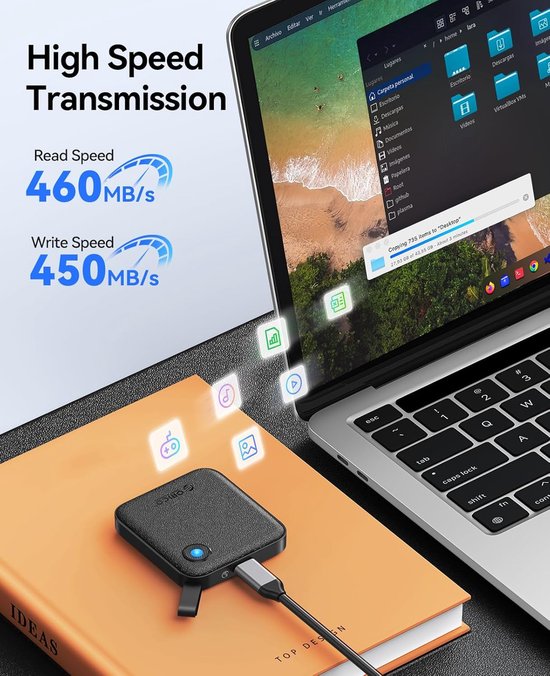 Draagbare SSD - Externe Opslag - Snelle Data Overdracht - 2-in-1 Kabel - 1 TB - Zwart — afbeelding 5