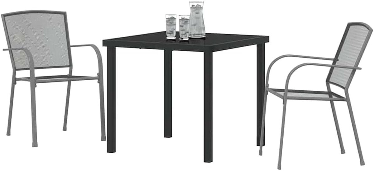 Tuin eettafelset - Buitenmeubel set - Buiten dineren - Gepoedercoat staal - 80 cm - Antraciet