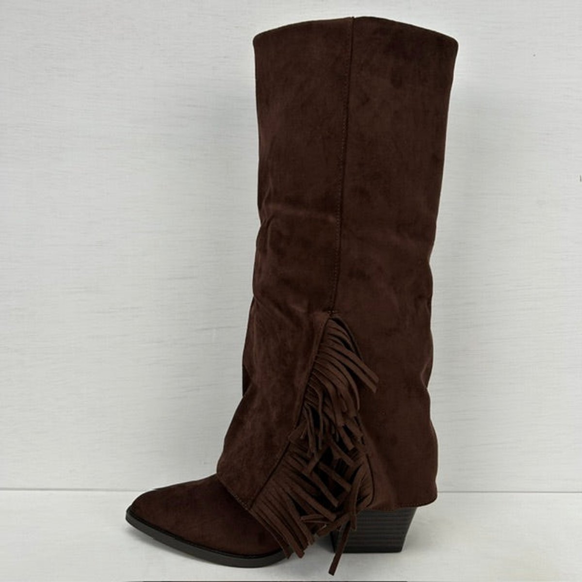 Trendy cowboylaarzen met flap en franjes bruin Bruin / 37