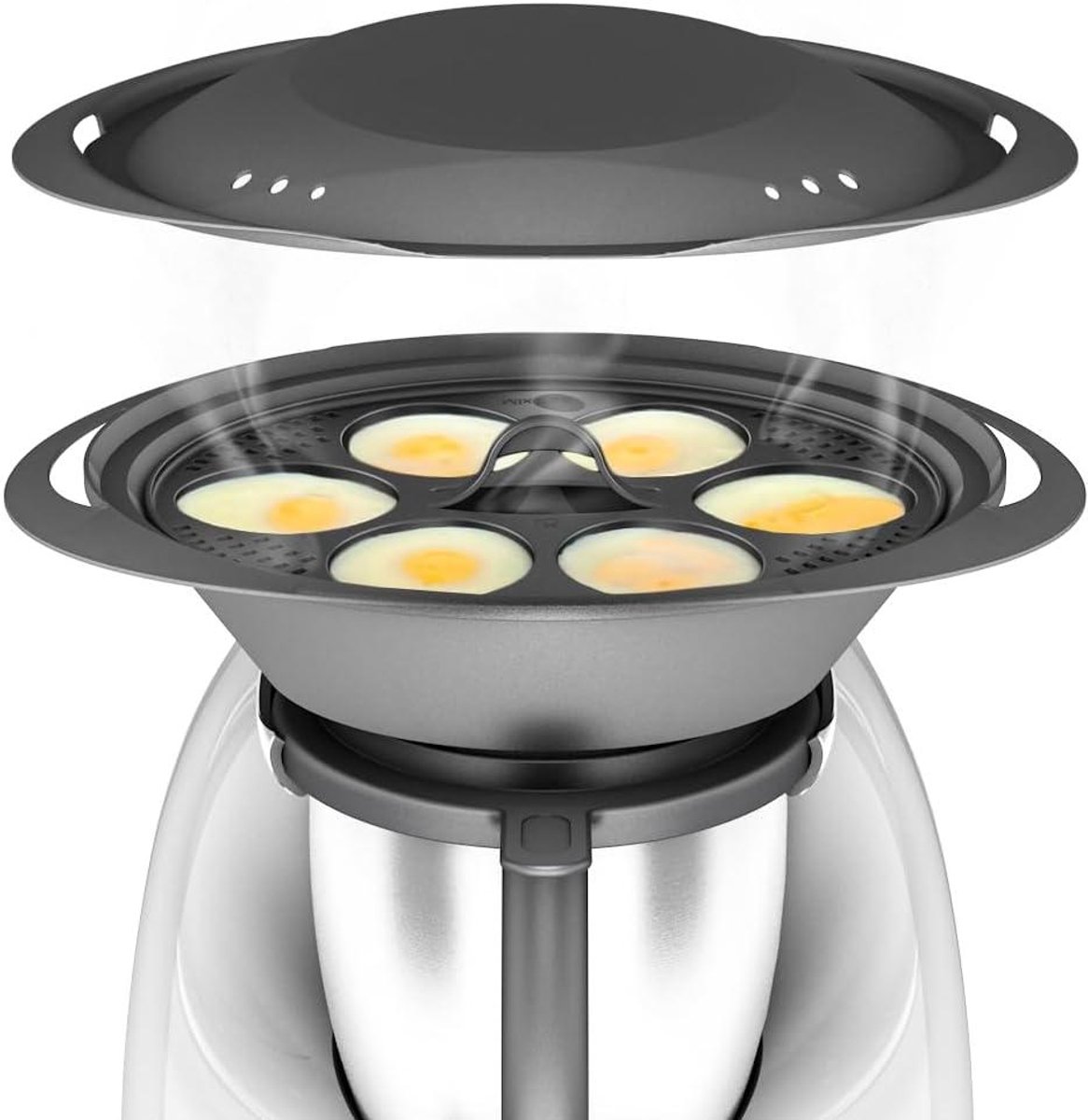 Eierpoach insert - Keuken accessoire - Perfect eieren pocheren - Voedselveilig BPA-vrij - 27 x 27 x 11 cm - Grijs