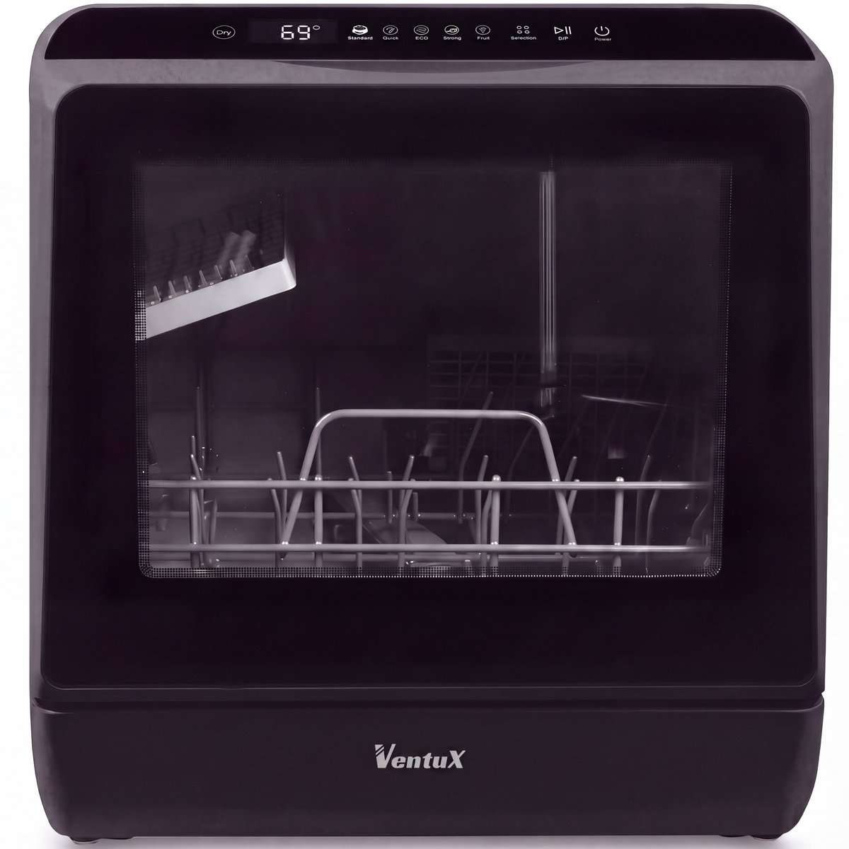 Bol.com Ventux® Mini Vaatwasser Incl. App – Afwasmachine – 5 Programma’s – 900 Watt – 42,5 x 42,8 x 45,8 cm - Zwart aanbieding