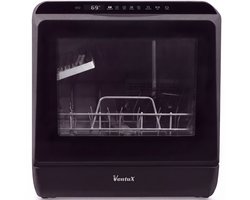 Ventux® Mini Vaatwasser Incl. App – Afwasmachine – 5 Programma’s – 900 Watt – 42,5 x 42,8 x 45,8 cm - Zwart