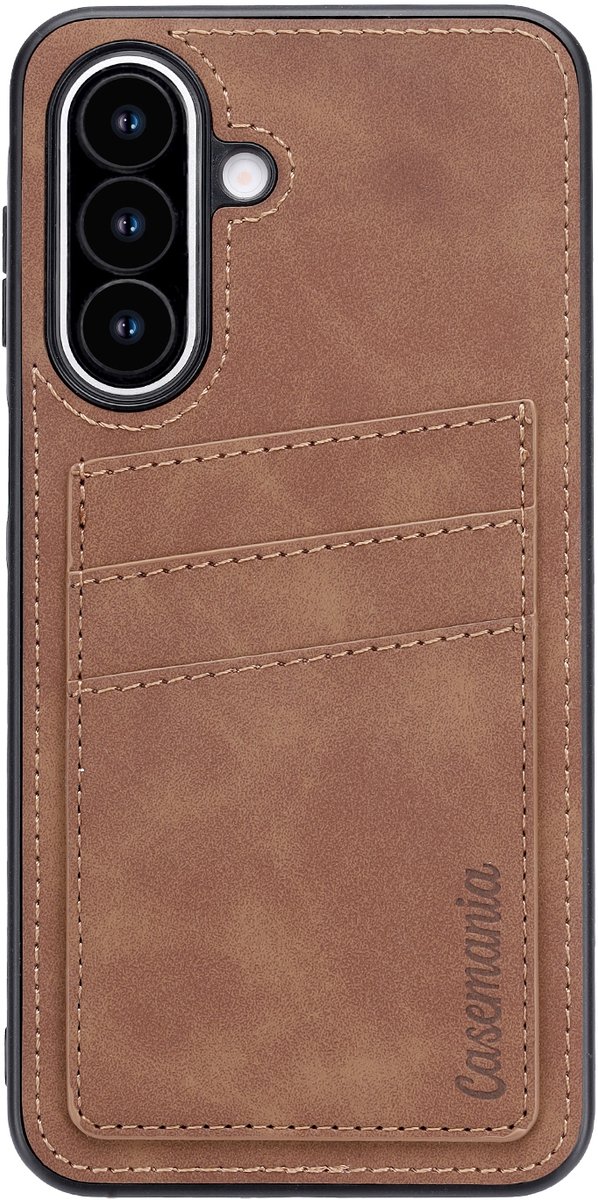 Casemania Hoesje Geschikt voor Samsung Galaxy A27 - Sienna Brown - Kunstleren Back Cover met Pasjeshouder voor 3 Pasjes