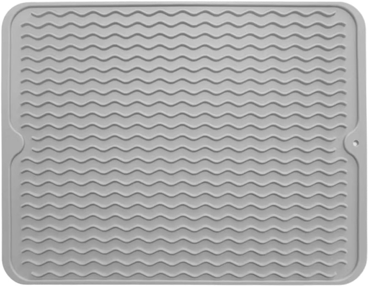 Afdruipmat, 1 stuks, antislip, gootsteenmat van siliconen, afdruipmat, antislipmat voor keuken, gootsteenrooster (grijs)